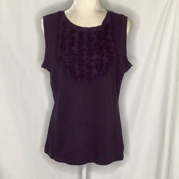 Gap Sleeveless Purple T-Shirt With Fringe Ruffle Detail Size L - Picture 3 of 10
